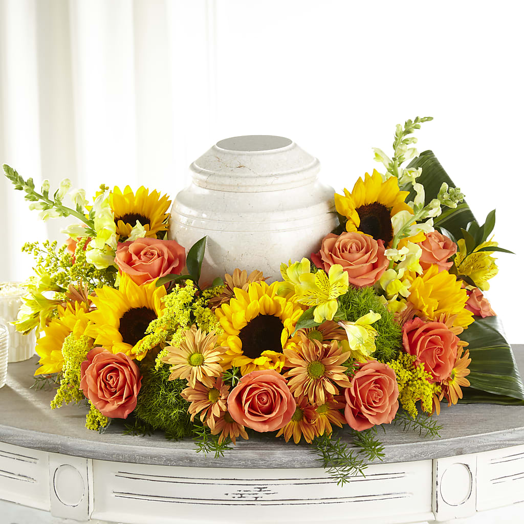 Faithful Sunflower Cremation Adornment – Seminole Florist, Seminole FL