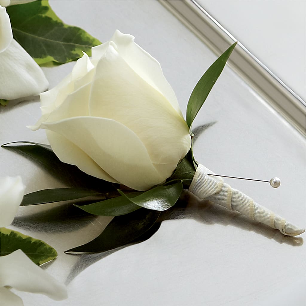 White Rose Boutonniere – Seminole Florist, Seminole FL