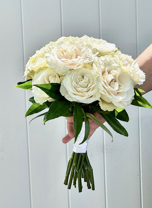 The Traditional White Roses Bridal Bouquet
