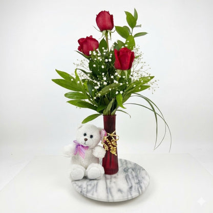 The Seminole Florist 3 Rose Bud Vase and Bear –  Seminole Florist, Seminole FL