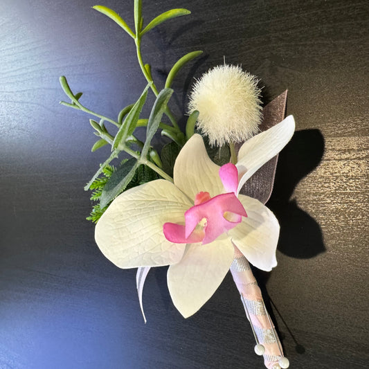 Silk Pink Orchid Boutonniere