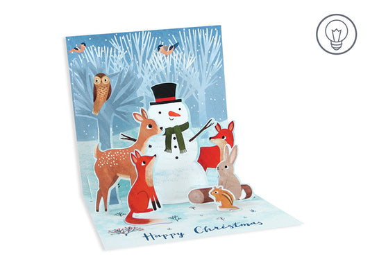 Forest Snowman Light Up Pop Up Christmas Card