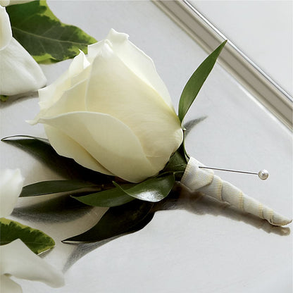 White Rose Boutonniere –  Seminole Florist, Seminole FL